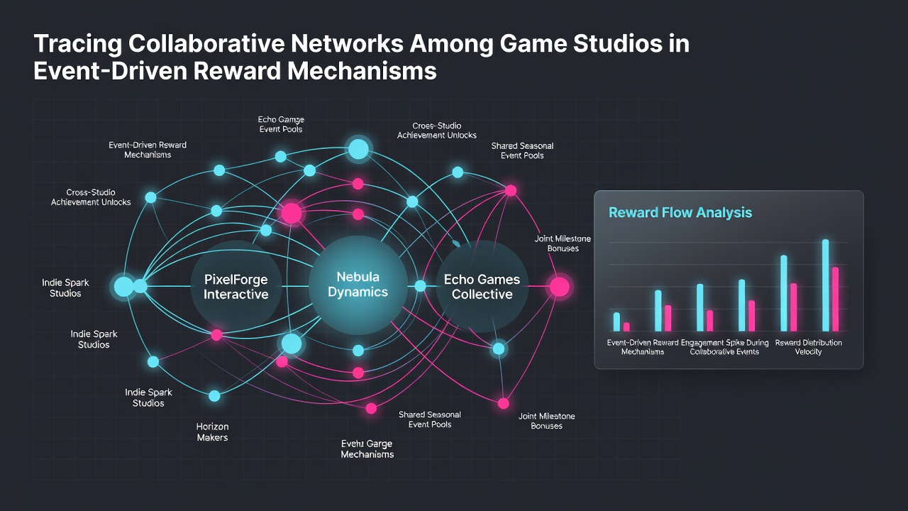 Developers reviewing event logs and reward triggers on multiple screens